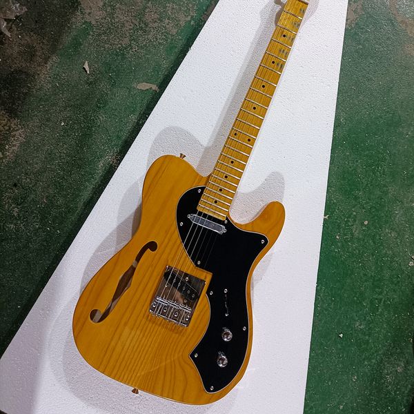 Guitare électrique Semi-creuse à 6 cordes, avec manche relique, manche en érable jaune, noir personnalisable