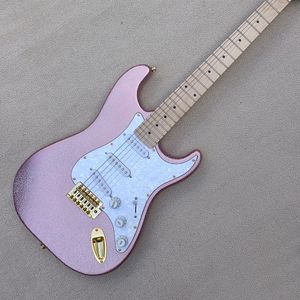 6 Strings Sparkle Pink Electric Guitar met witte Pearled Pickguard Maple Fletboard SSS Pickups aanpasbaar