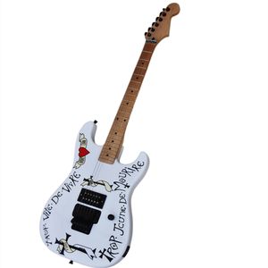 Guitare électrique blanche à motif d'épée à 6 cordes avec logo d'offre de pont de trémolo / personnalisation de la couleur