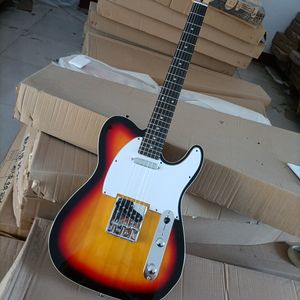 Guitare électrique Sunburst à 6 cordes, avec reliure blanche, touche en palissandre personnalisable