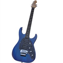 La guitarra eléctrica de 6 cuerdas de cuerpo azul transparente con puente de trémolo se puede personalizar