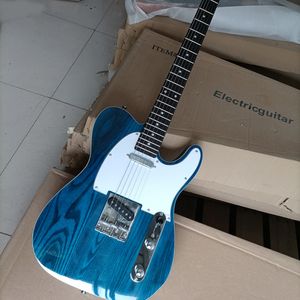 Guitare électrique bleue transparente 6 cordes avec manche en palissandre blanc personnalisable