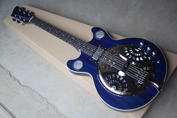 6 cuerdas Guitarra eléctrica azul transparente con hardware Chrome ofrece logotipo/personalización de color