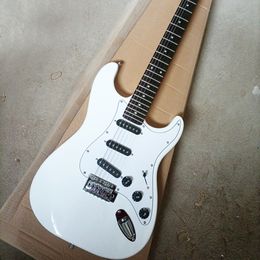 Guitare électrique blanche à 6 cordes avec Pickups SSS, manche en palissandre personnalisable