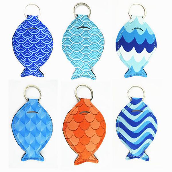 6 estilos de moda personalidad neopreno patrón de peces auricular bolsa llavero regalo de fiesta de boda para invitados