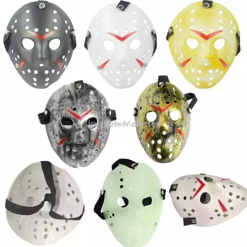 6 Estilo Máscaras de disfraces de cara completa Jason Cosplay Máscara de calavera Jason vs Friday Horror Hockey Disfraz de Halloween Máscara aterradora Festival Máscaras de fiesta DD