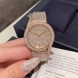 6 Style Montres de luxe Limelight Gala 32mm Diamants complets Montre à quartz pour femme G0A39163 Cadran pavé de diamants Bracelet en or rose Montres-bracelets pour dames