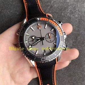 6 style hommes chronograph watch super mens 45,5 mm cadran noir chrono chrono orange céramique bracelet en caoutchouc om usine 9900 mouvement omf montres sportives masculines