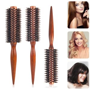 6 style Natural Bristle Hair Round Brush Handle Round Barrel Hair Peigt Hair Roule Rouleau Brosse Hairdressing Style Tyling