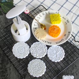 6 Style Round/Square Flower Mooncake Mold Set 100G Midden Autumn Festival Diy Hand Druk Fondant Moon Cake Mold Decoration Tool
