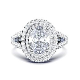6 Joyas impresionantes impresionantes Sterling Sier Oval Cut Sapphire Pave Cz Diamond Eternity Party Women Wedding Engagement Band Ring Gift710