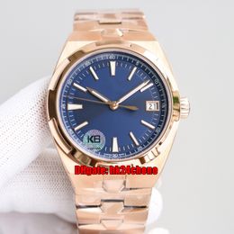 6 Estilo Relojes de calidad superior K6F 4500V / 110R-B705 41 mm Overseas Cal.5100 Reloj automático para hombre Zafiro Espejo Esfera azul Pulsera de oro rosa Caballeros Relojes deportivos