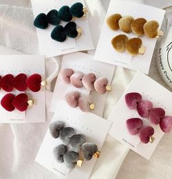 6 styles 2pcseset girls velvet tissu love coeur barrets tempérament simple bangs clip lovepin épingle femelle bijoux fête cadeau3530843