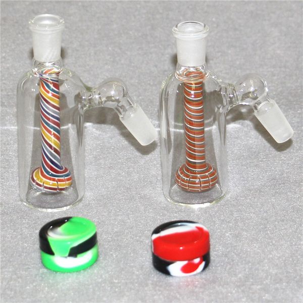 6 Estilos Ash Catchers Adaptador de vidrio para pipas de agua Plataformas petroleras Bongs Grueso Pyrex Bubbler Ash Catcher 14 mm 45 grados