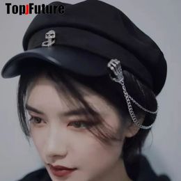 6 styles personnalisés faire des femmes personnalisées harajuku gothic lolita béret chapeau cap y2k girl steampunk spiker punk dentelle de dentelle chapeaux de soleil 240601