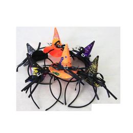 6 estilos lindo Halloween fantasma Festival fiesta espectáculo decoración sombrero de bruja niña diadema con encaje dorado telaraña BJ