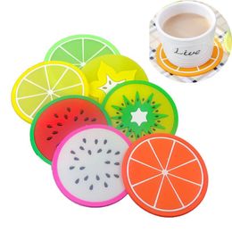 6 stijlen fruit siliconen coaster matten patroon kleurrijke ronde kop kussen houder dikke drinken servies onderzetters mok DHL gratis levering