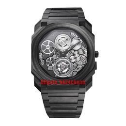 6 stijlen Hoge kwaliteit Horloges 103072 Octo Finisimmo Tourbillon Automatische Mechanische heren Watch Skelet -wijzerplaat Zwarte PVD Bracelet Gents polshorloges