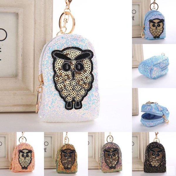 6 Styles Hibou Porte-clés Brillant Paillettes Mini Porte-Monnaie Tendance Porte-clés Fille Femmes Sac Pendentif Accessoires Porte-clés Xams Cadeau