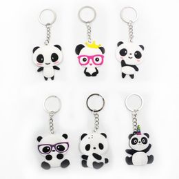 6 Styles Panda Keychains PVC Siliconen Cartoon Keychain Hanger Creative Gift Key Chain Keyring JNB15684