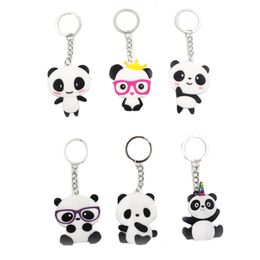 Panda Sleutelhangers PVC Siliconen Cartoon Sleutelhanger Hanger Creative Gift Sleutelhanger Sleutelhanger 6 Stijlen