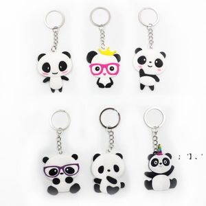 6 Styles Panda Keychains PVC Siliconen Cartoon Keychain Hanger Creative Gift Key Chain Keyring GWB15684