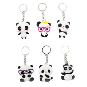 Panda Porte-clés PVC Silicone Cartoon Porte-clés Pendentif Cadeau Créatif Porte-clés Porte-clés 6 Styles