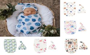 6 styles enfant en bas âge infantile INS Swaddle garçons filles ours dinosaure couverture chapeau nouveau-né bébé doux coton sac de couchage 2pcs ensemble sac de couchage 3618208