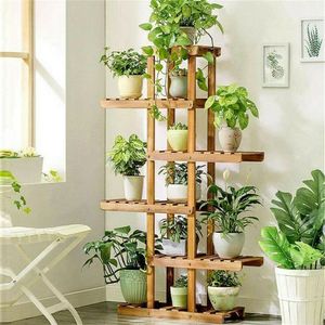 6 Laag houten plantenstandaard Coole Wood Plant Stand Holder Bloemdisplay Stand Flower Pot Rack Bonsai Display Bench Patio She 240415