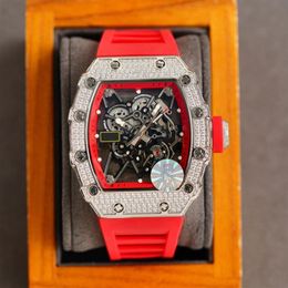 6 tipos de diamantes de prata relógios masculinos de luxo 42mm tamanho pulseira branca vermelha mecânica auto-liquidação glide suave esportes de segunda mão 2807
