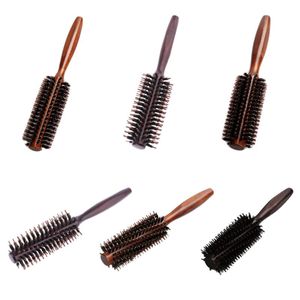 6 Types de peigne à cheveux en sergé droit poils de sanglier naturels brosse roulante baril rond soufflant Curling bricolage outil de coiffure