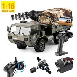 6 Wheel Drive 24G APP Radiobesturing 720P HD Camera Militair Laadbare Legertruck Klimkaart Hobby RC Auto Speelgoed Cadeau 231229