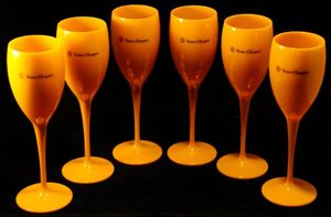 6 X flûtes à Champagne Orange, nouvelles tasses à vin incassables en acrylique pour fêtes et pique-niques