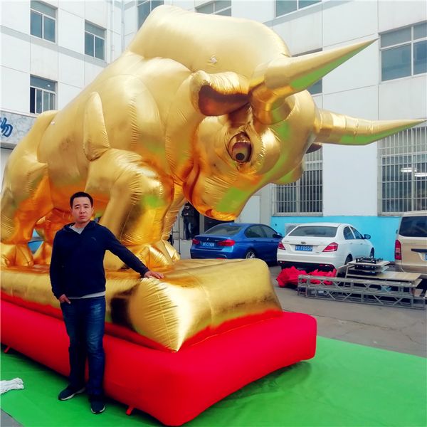 Taureau gonflable personnalisé 6x4m (20x13 pieds), prix d'usine, avec souffleur, mascotte de ballon gonflable géant pour décoration de Wall Street 2023