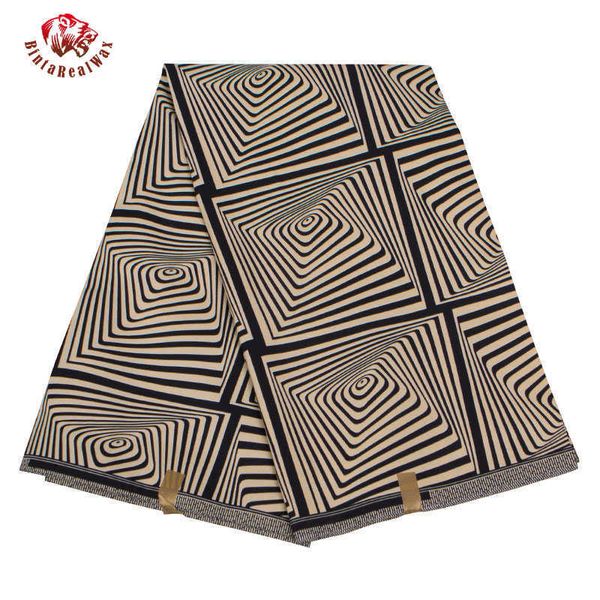 6 yardas / lote Tela africana Patrón de rayas negras Hombres Ropa Material Poliéster Tela de impresión de cera para mujeres Vestido de fiesta FP6398 210702