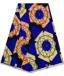 6 Yardslot Afrikaanse stof blauwe achtergrond Ankara Polyester Farbic voor het naaien van Wax Print stof op maat gesneden Designer6820134