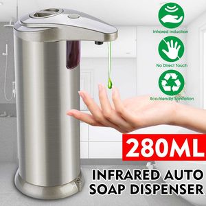 280ml Distributeur de Savon Liquide Sans Contact Capteur Infrarouge en Acier Inoxydable Distributeur de Savon Liquide Automatique pour Cuisine Salle de Bain ZZA2310 10Pcs