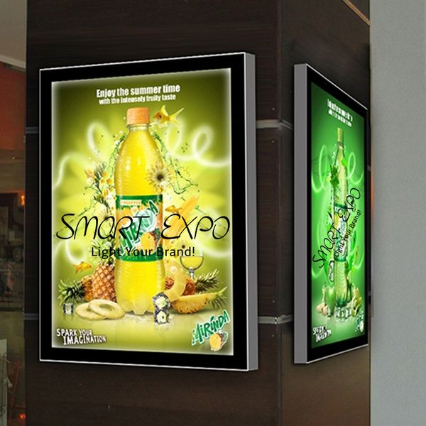 Affichage publicitaire 60 * 120cm Store Boîte à lumière LED magnétique murale avec cadre en aluminium de 42 mm d'épaisseur