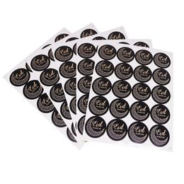 60/120pcs 4style Black Ramadan Eid Autocollants Eid Mubarak Boîte cadeau étiquette Sac en papier Scellant Sticker Ramadan Kareem Al-Fitr Decoration