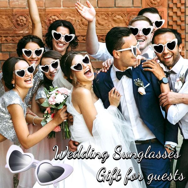 Gafas en forma de 60-12 piezas de corazón Bachelorette Fiesta de solas Gafas de sol Bride para ser dama de honor Piscina de playa Decoración de bodas de la novia