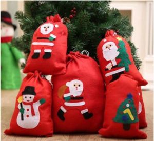 60*40cm cadeaux de noël sac père noël sac à dos beaux sacs-cadeaux de bonbons sacs-cadeaux grand sac en toile applique à la main