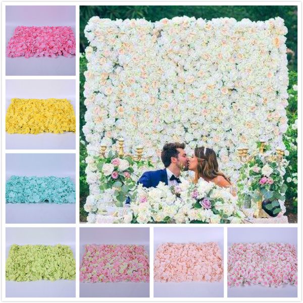 60*40cm Pared de flores de seda Artificial flor seca pared telón de fondo decoración para fiesta de boda flor hotel Fondo pared decoración camino led