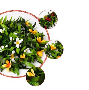 Couronnes de feuilles dichroïques avec fleurs de jasmin, 60/70 cm[2 pieds], 12 pièces/lot, couronne de fleurs de style hawaïen pour décoration de mariage