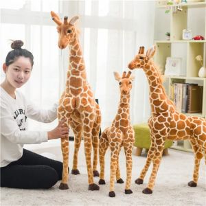 Jirafa gigante de la vida Real de 60/80/100CM, juguetes de peluche de alta calidad, muñecos de peluche suaves para niños, regalo de cumpleaños para bebés, decoración de habitación