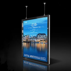 Advertising Display 60*80cm Ceiling Hanging Double Side Aluminum Magnetic Light Box with Hang Set Wooden Case Packing