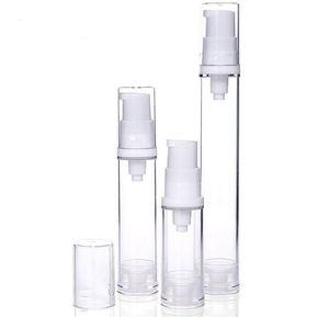 Mini bomba de vacío sin aire vacía Botella de spray Botellas de loción de crema de plástico recargables Botellas de viaje 5ml 10ml 15ml Contenedor de líquido Pulverizador de aceite esencial