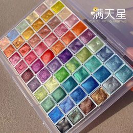 60 kleuren Nail Art Pigment Set Mold Schilderij Aquarel Parel Charmant Marmeren Steen Glitter Poeder Marmering Shimmer Effen 240219