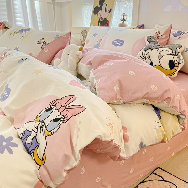 Ensembles de lit de 40 coton 4 pièces en gros de coton de dessin animé en coton 3 pièces Dormitory Quilt Sheets