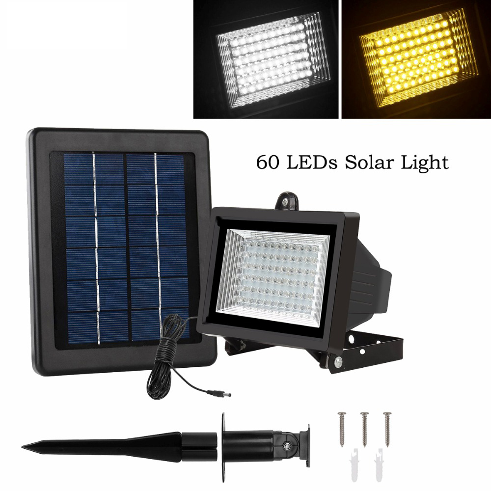 60 LED Sol Light Outdoor Security Floodlight 300 Lumen Väderbeständig Auto-Induction Solar Flood Light for Lawn Garden