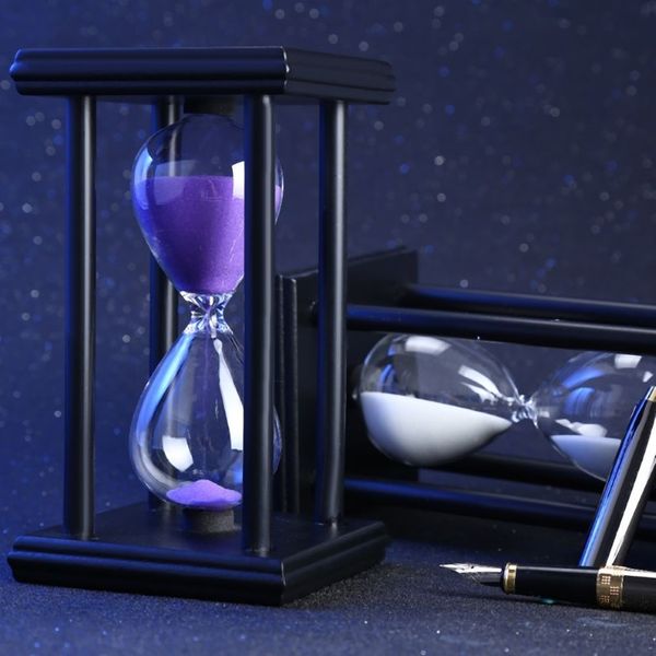60 minutes 8 06 pouces Colorful Sandglass Sandglass Sand Clock Timers Frame en bois Créative Creat Gift Modern Home Decorations Ornements185E